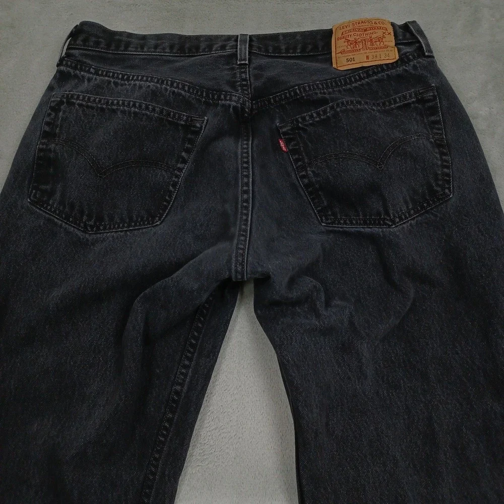 Vintage‎ Levis 501 Jeans Mens 38x34 Actual 34x34 Black Made In USA 501-0660